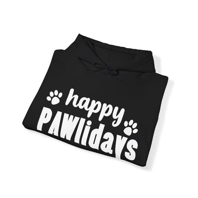 Happy Pawlidays Version 2 white print Hoodie