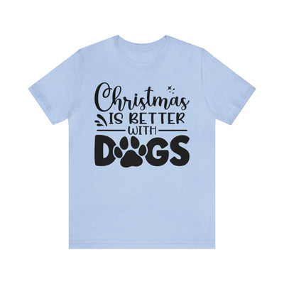 Christmas Is Better With Dogs Black Print T-Shirt