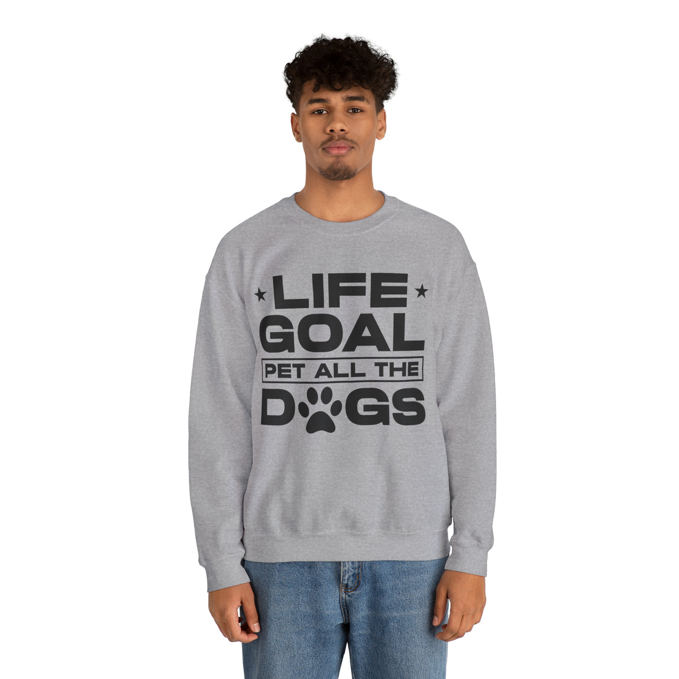 Life goal pet all the dogs Black Print Sweatshirt