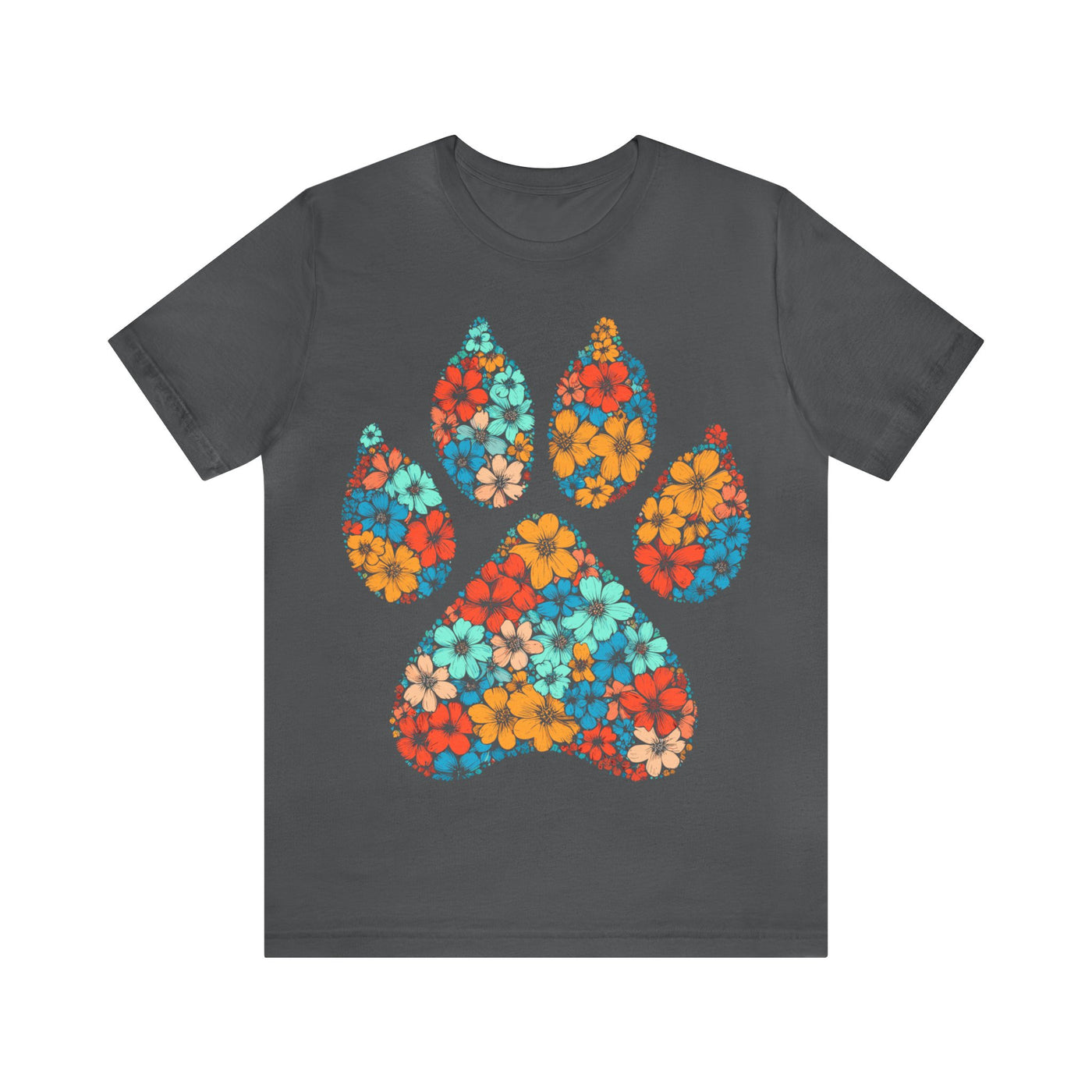 Spring Flowers Paw Colored Print T-Shirt