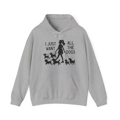 I just want all the dogs Black Print Hoodie