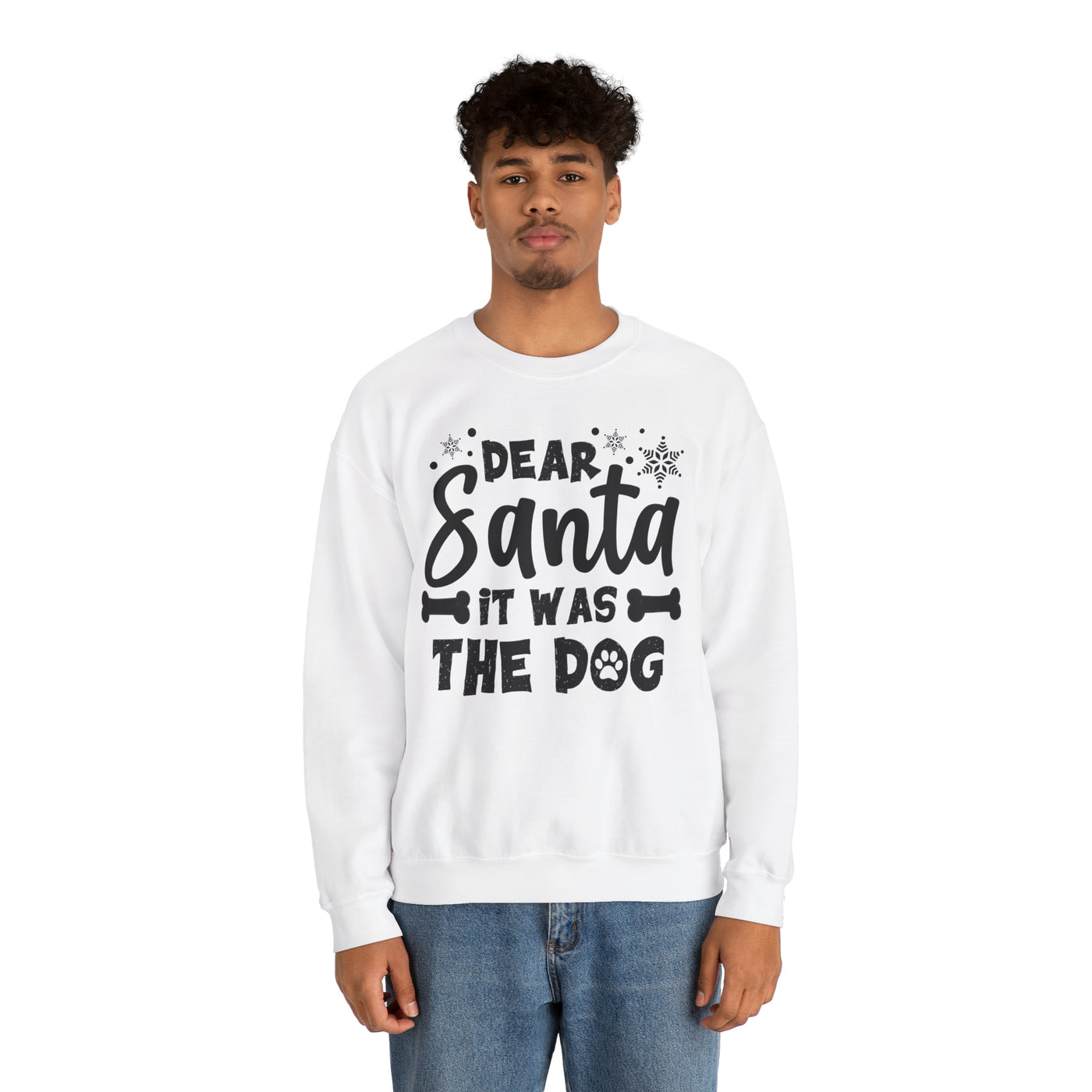 Dear Santa It Was The Dog Black Print Sweatshirt