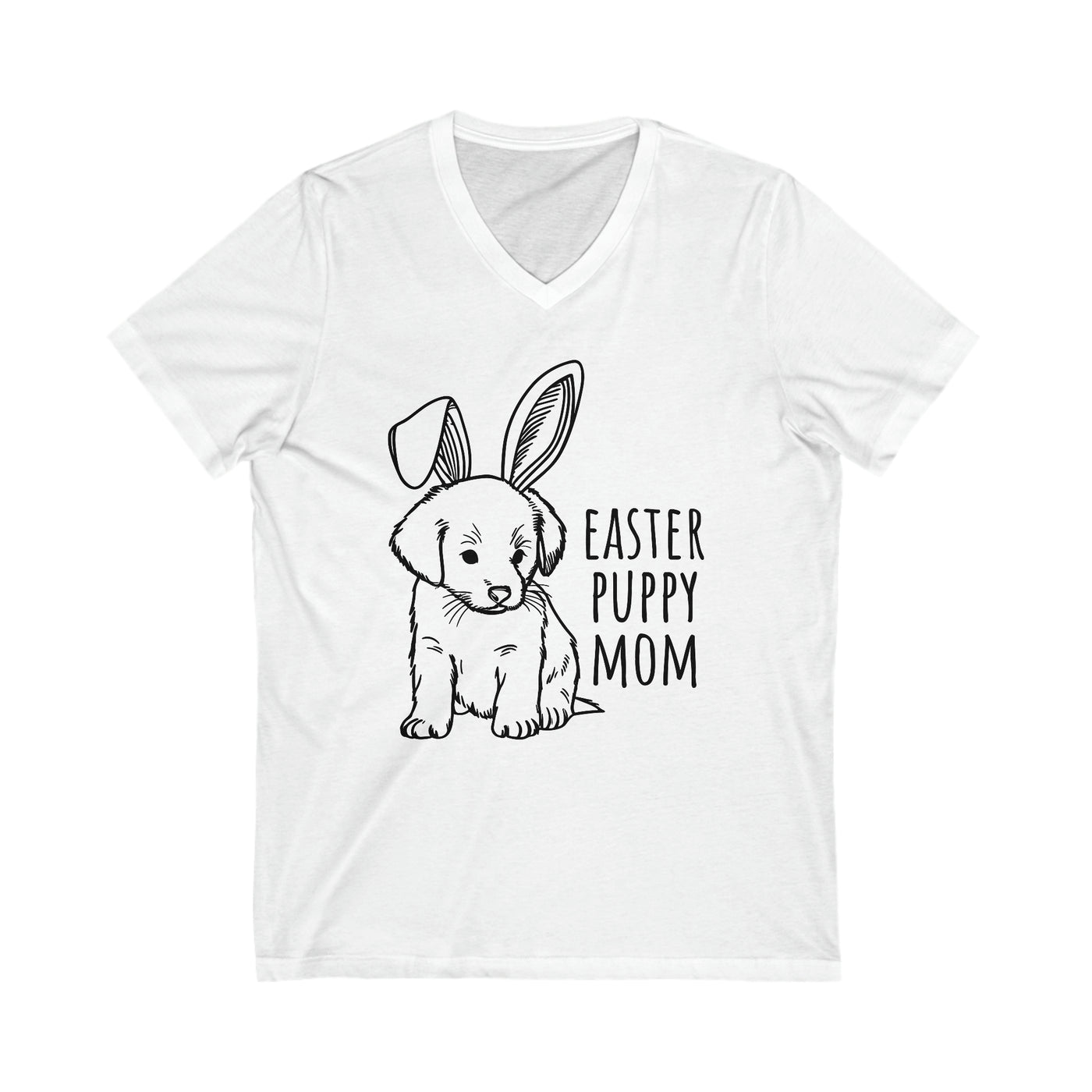 Easter Puppy Mom Black Print V-Neck