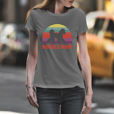 Retro Sunset Poodle Red T-Shirt