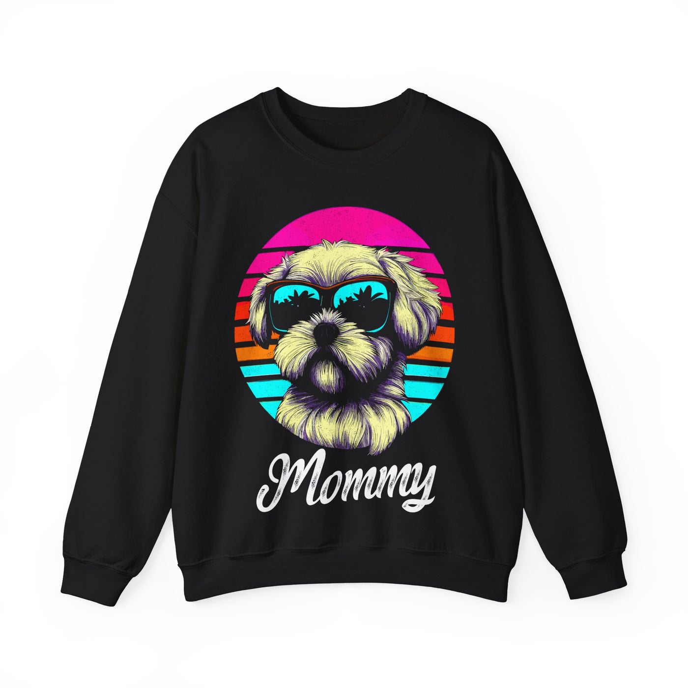 Retro Sunset Maltese Mommy Colored Print Sweatshirt