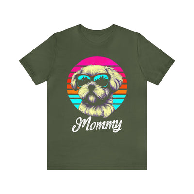 Retro Sunset Maltese Mommy Colored Print T-Shirt