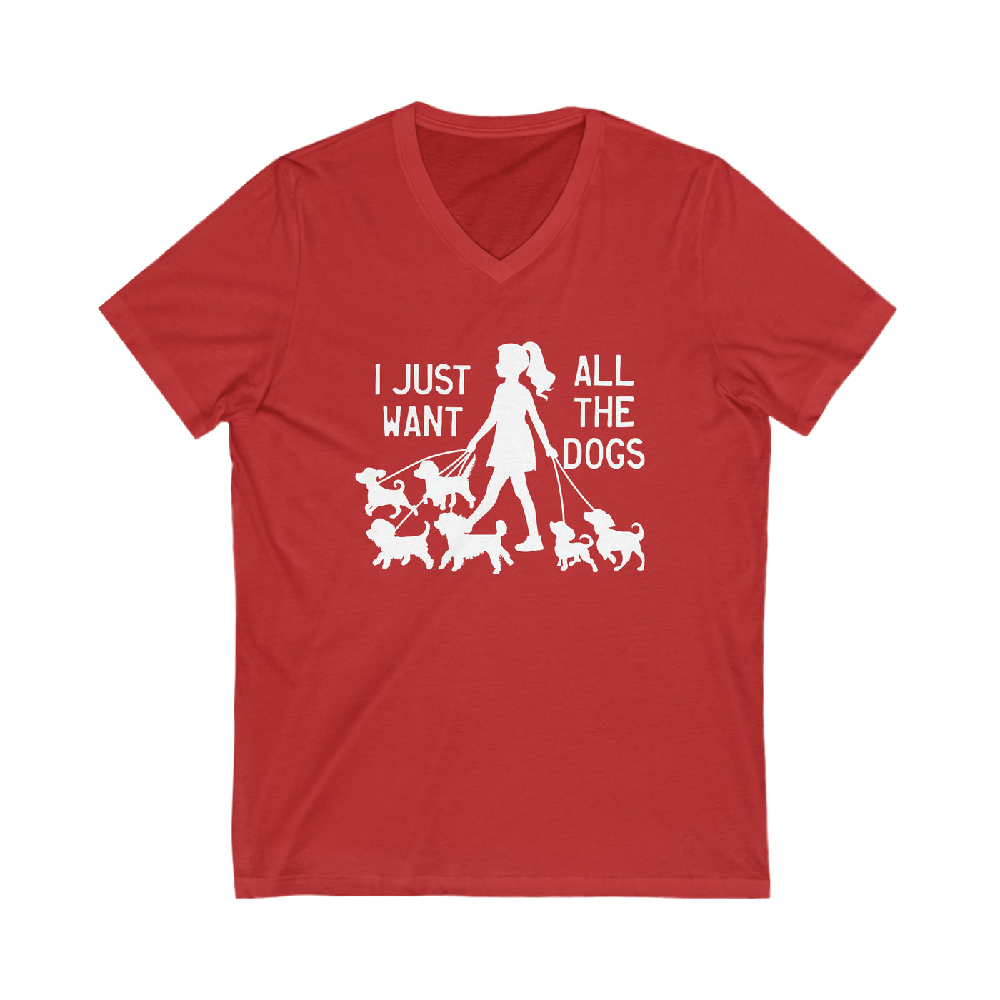 I Just Want All The Dogs White Print V-Neck
