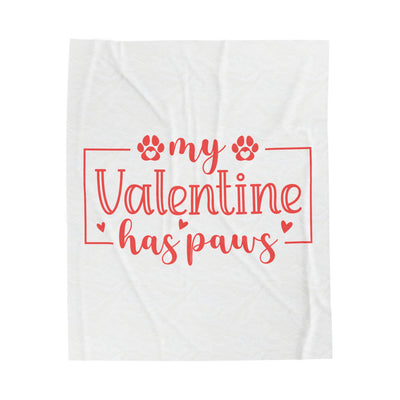 My Valentine Has Paws Version 2 Velveteen Plush Blanket