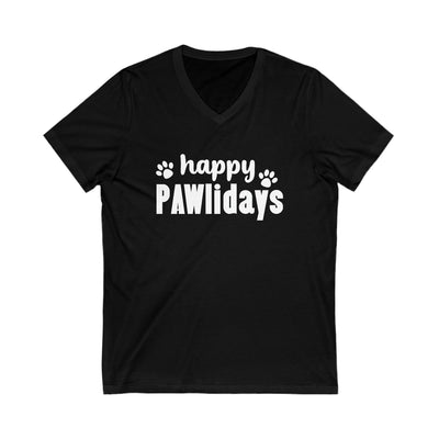 Happy Pawlidays White Print V-Neck
