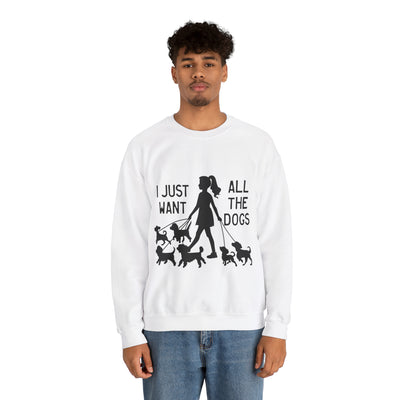 I just want all the dogs Black Print Sweatshirt