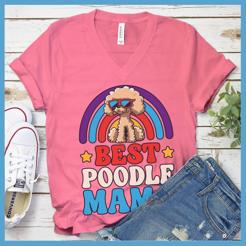 Best Poodle Mama Colored Print V-Neck