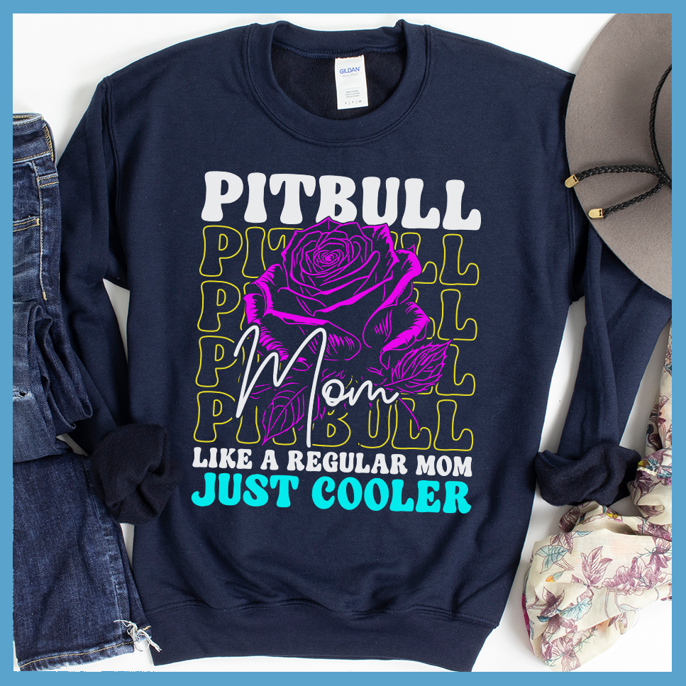 Cooler Pitbull Mom Colored Print Sweatshirt