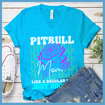 Cooler Pitbull Mom Colored Print V-Neck