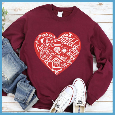 Dog Heart Colored Print Sweatshirt