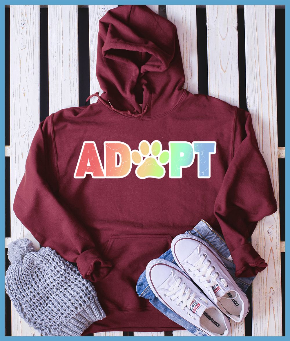 Adopt Colored Print Hoodie - Rocking The Dog Mom Life