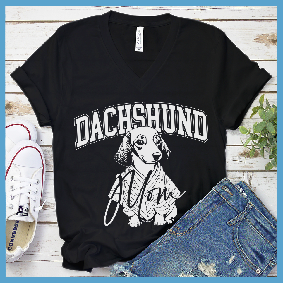 Dachshund Mom College V-Neck