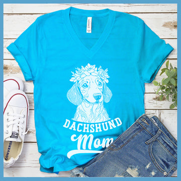 Dachshund Mom Floral V-Neck