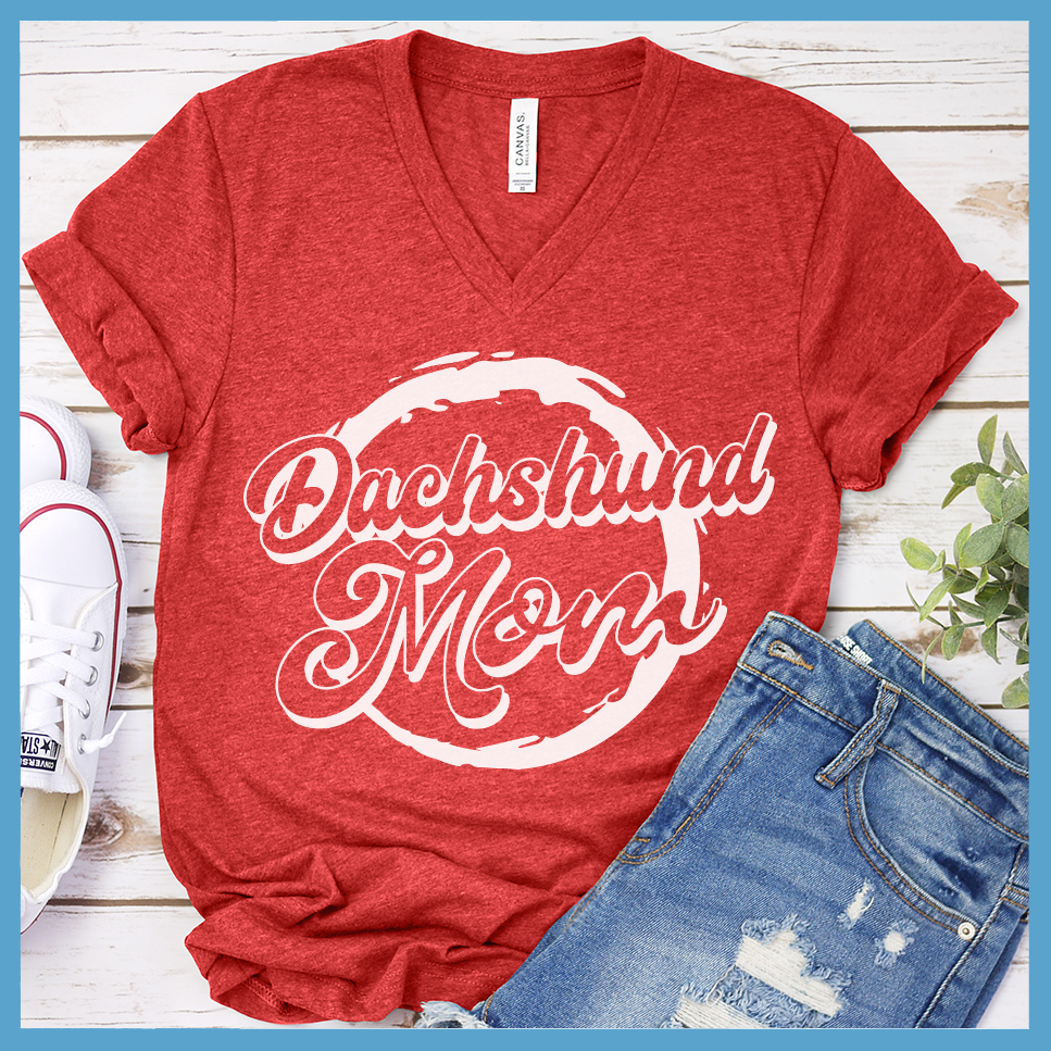 Dachshund Mom Round V-Neck