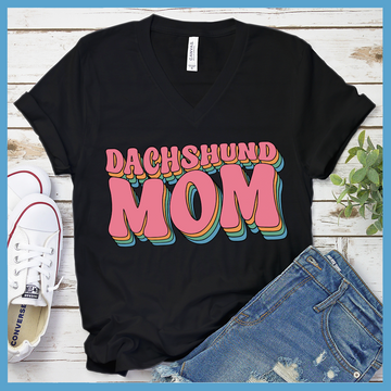 Dachshund Mom Typography V-Neck