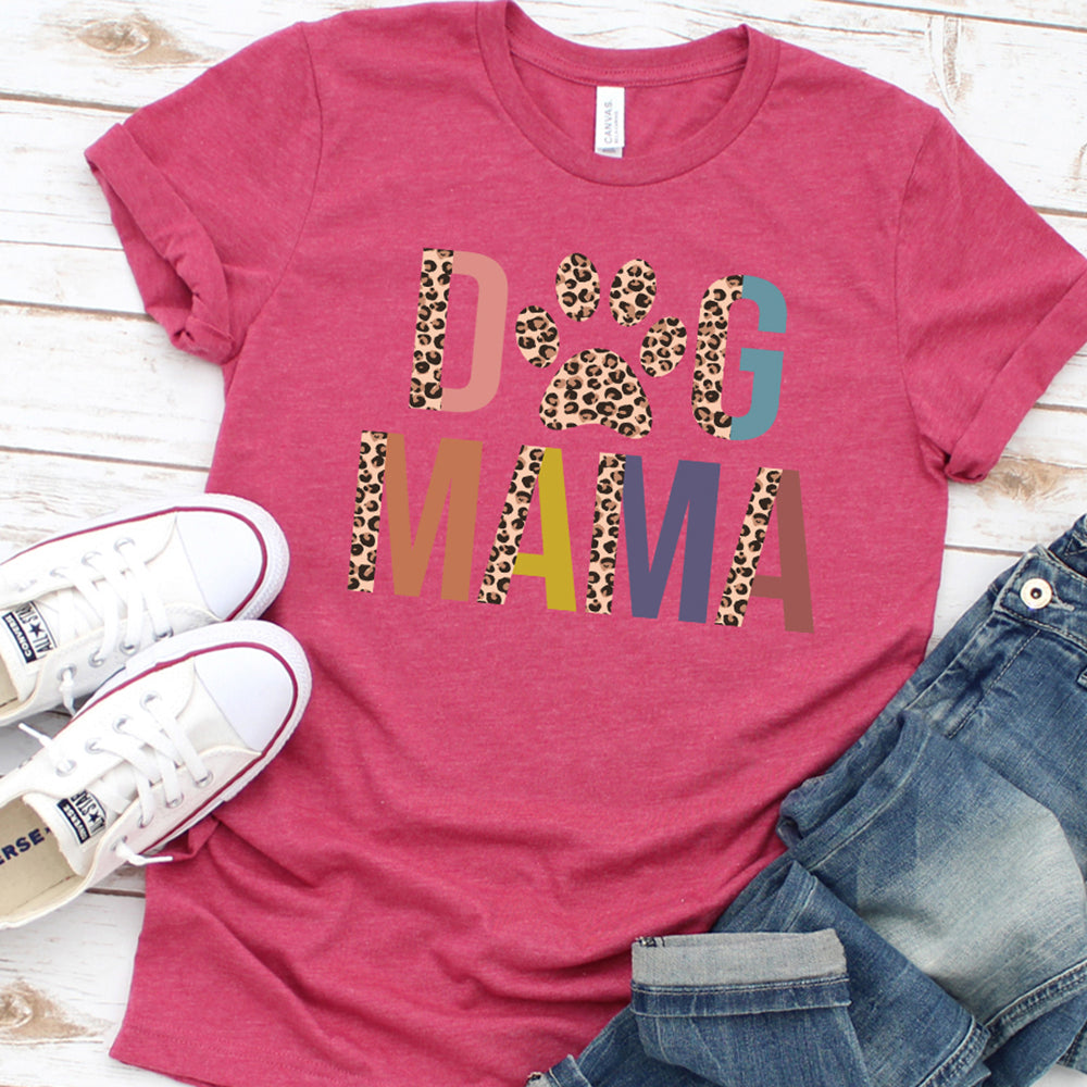 Dog Mama Colored Print T-Shirt