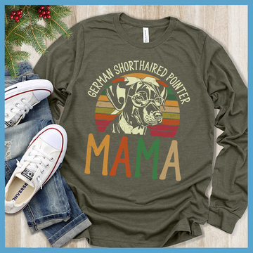 German Shorthaired Pointer Mama Retro Sunset Colored Print Long Sleeves