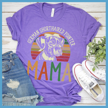 German Shorthaired Pointer Mama Retro Sunset Colored Print T-Shirt