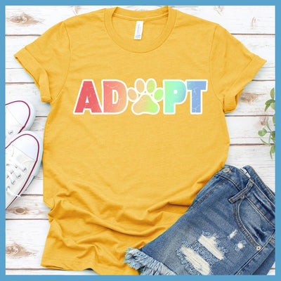 Adopt Colored Print T-Shirt - Rocking The Dog Mom Life