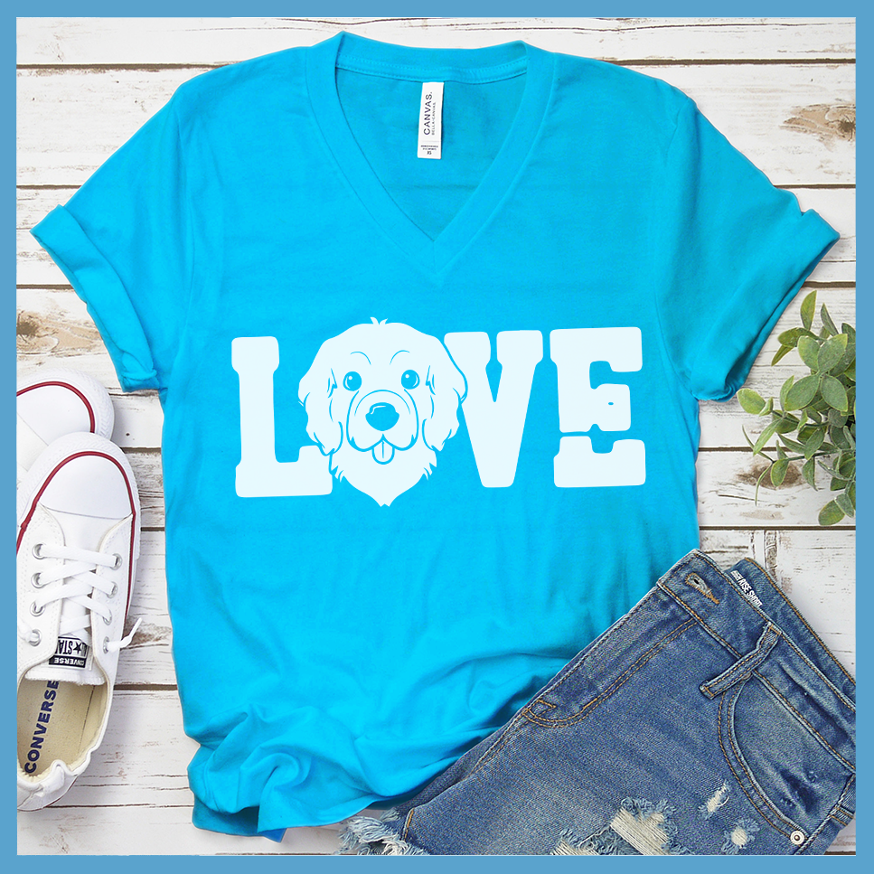 Love Golden Retriever V-Neck