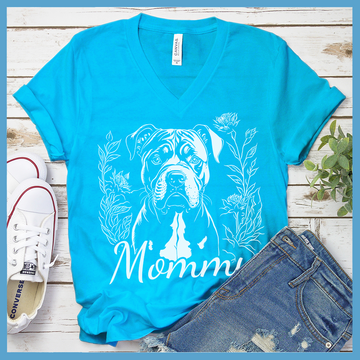 Pitbull Mommy Floral V-Neck