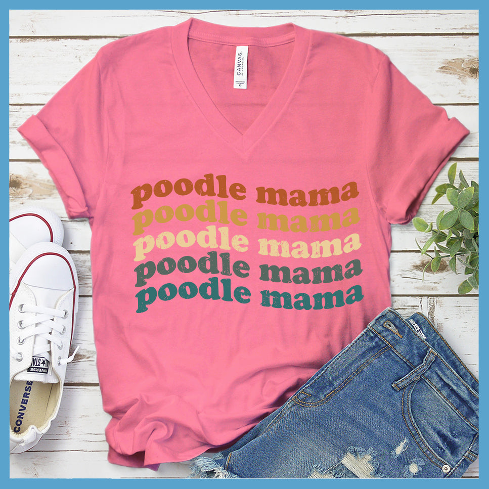 Poodle Mama Colored Print V1 V-Neck