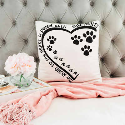 The Way To My Heart Is Paved With Paw Prints Square Pillow