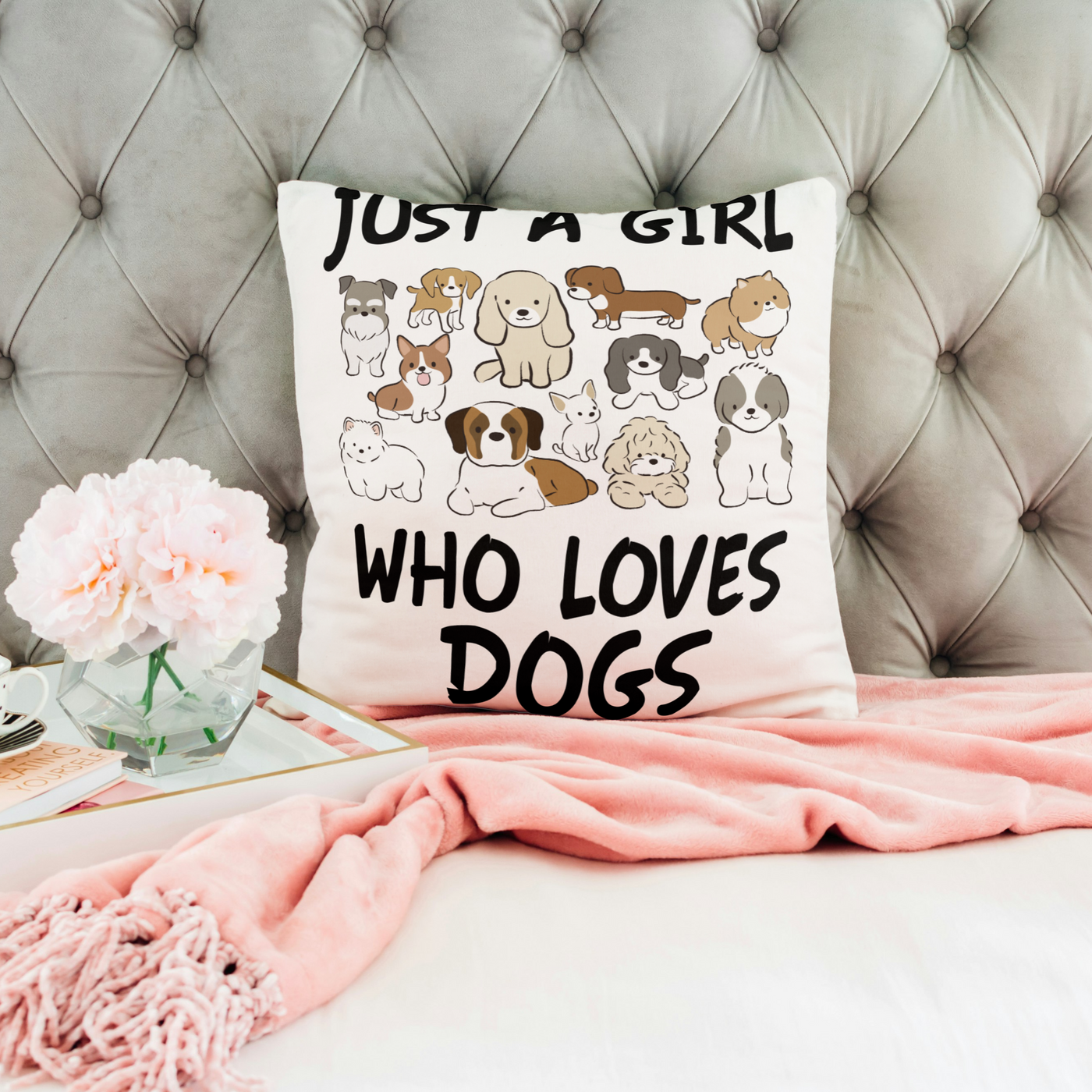 Just A Girl Who Loves Dogs Square Pillow