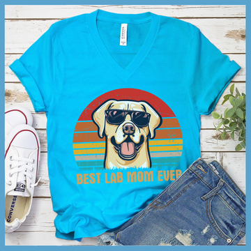 Retro Sunset Labrador V-Neck