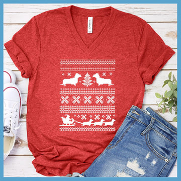 Dachshunds Christmas Pattern Classic V-Neck