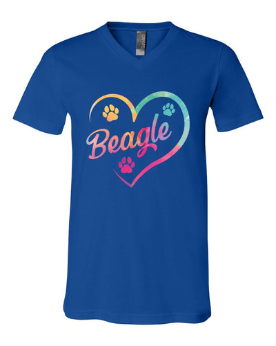 Heart Beagle Colored Print V-Neck