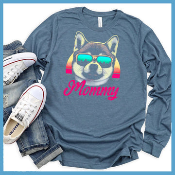 Retro Sunset Shiba Inu Colored Print Long Sleeves