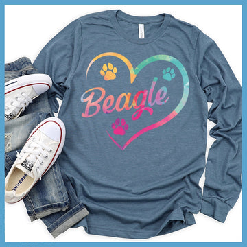 Heart Beagle Colored Print Long Sleeves