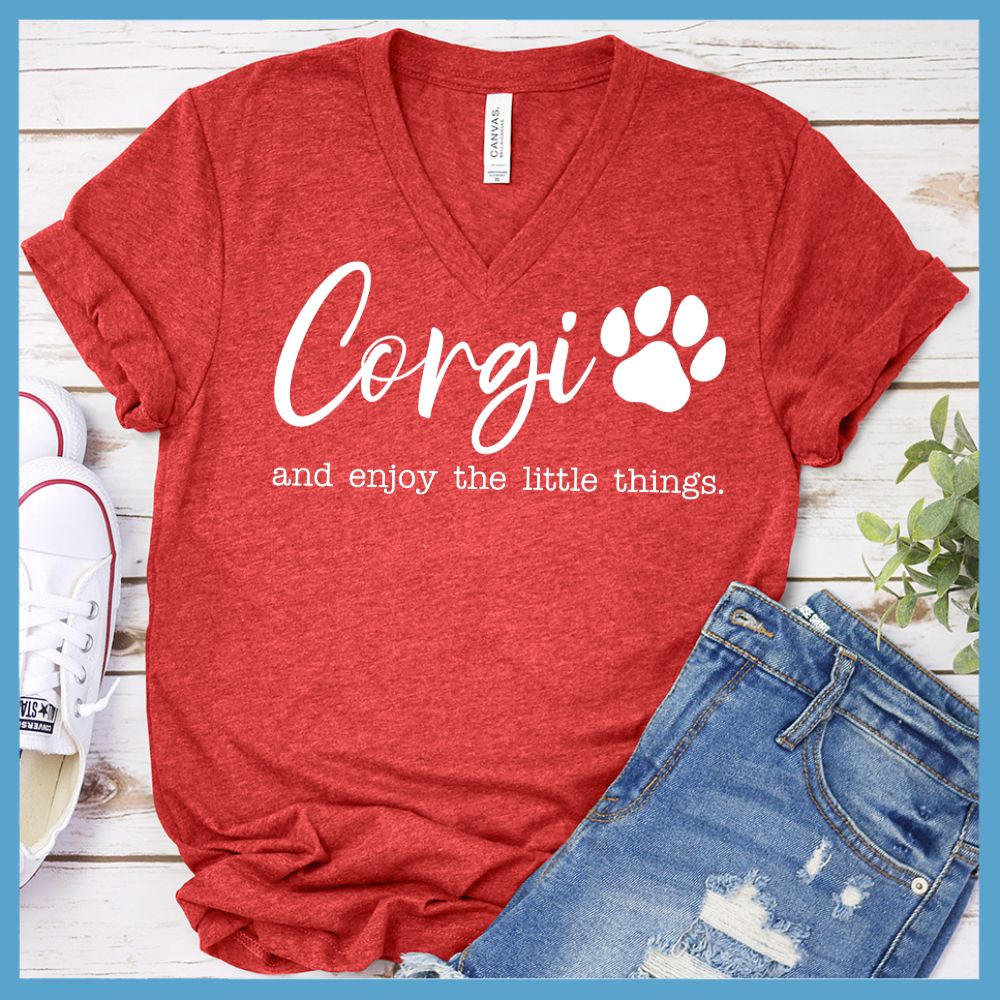 Corgi And Enjoy The Little Things V-Neck