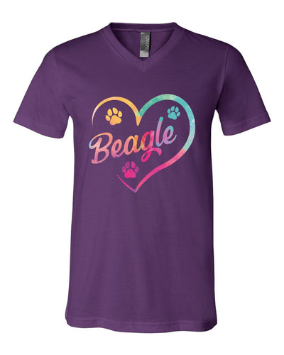 Heart Beagle Colored Print V-Neck