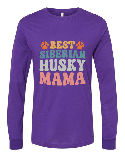 Best Siberian Husky Mama Colored Print Long Sleeves