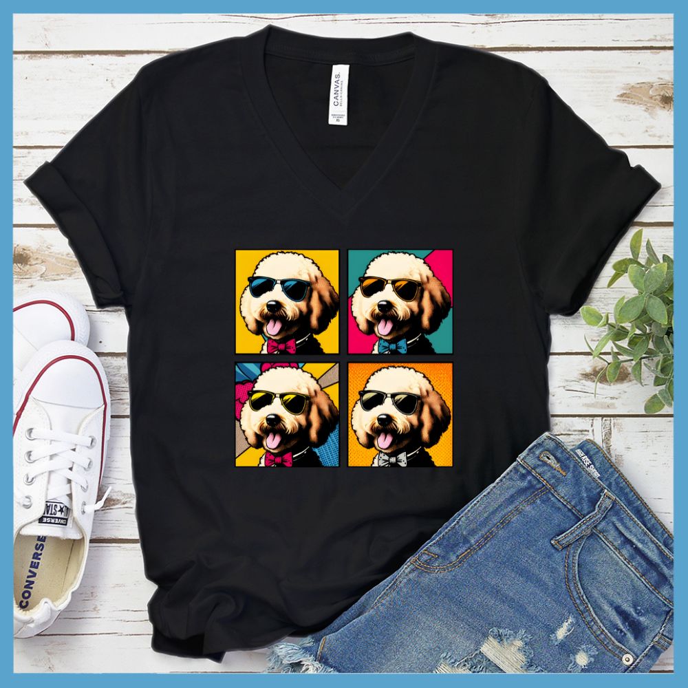 Goldendoodle Pop Art Colored Print V-Neck