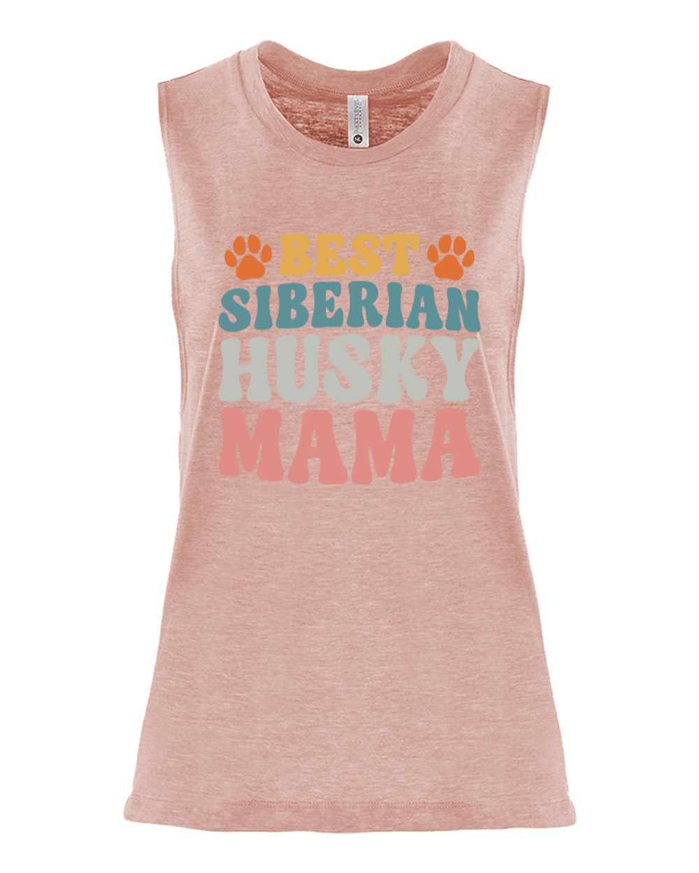 Best Siberian Husky Mama Colored Print Muscle Tank