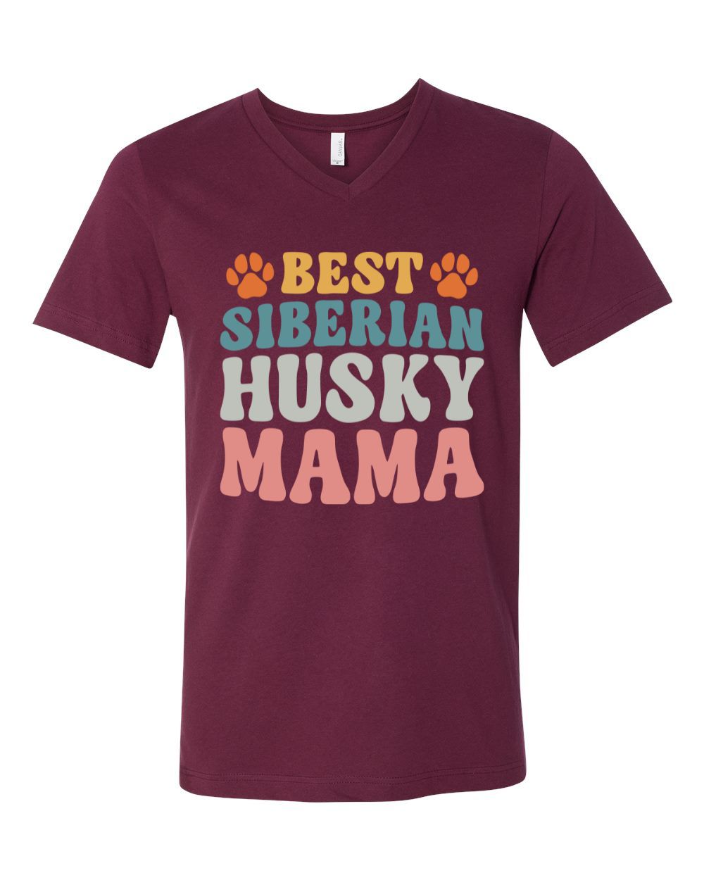 Best Siberian Husky Mama Colored Print V-Neck