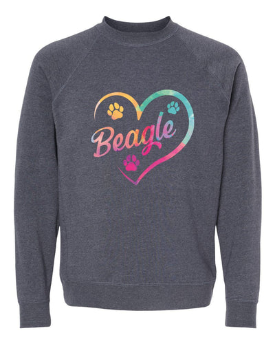 Heart Beagle Colored Print Sweatshirt