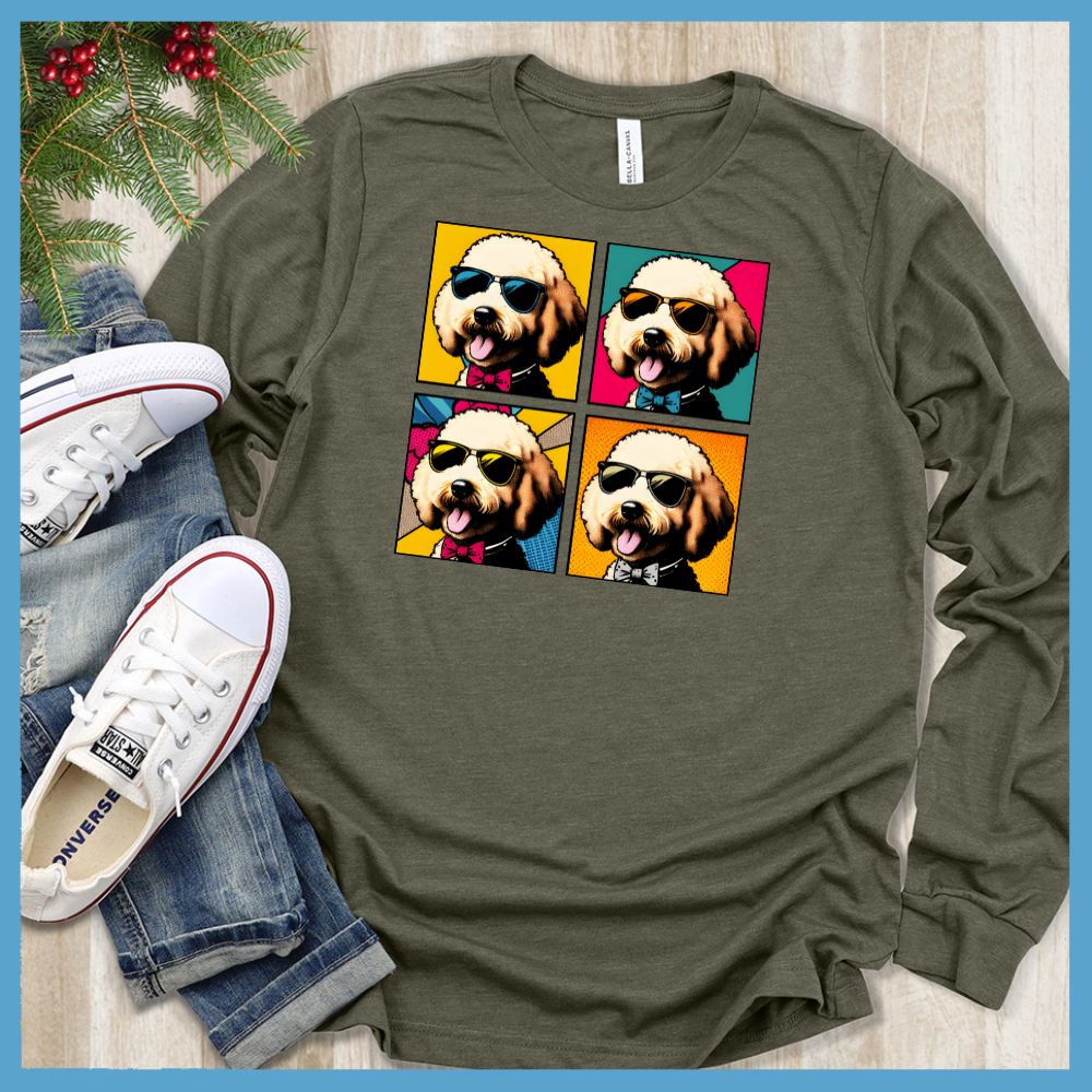 Goldendoodle Pop Art Colored Print Long Sleeves