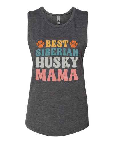 Best Siberian Husky Mama Colored Print Muscle Tank