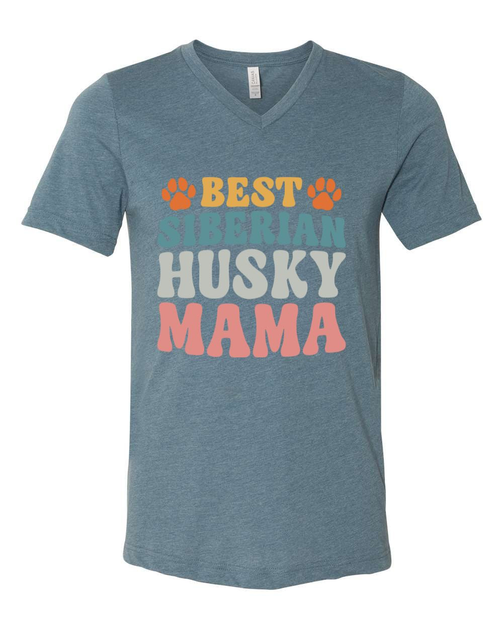 Best Siberian Husky Mama Colored Print V-Neck