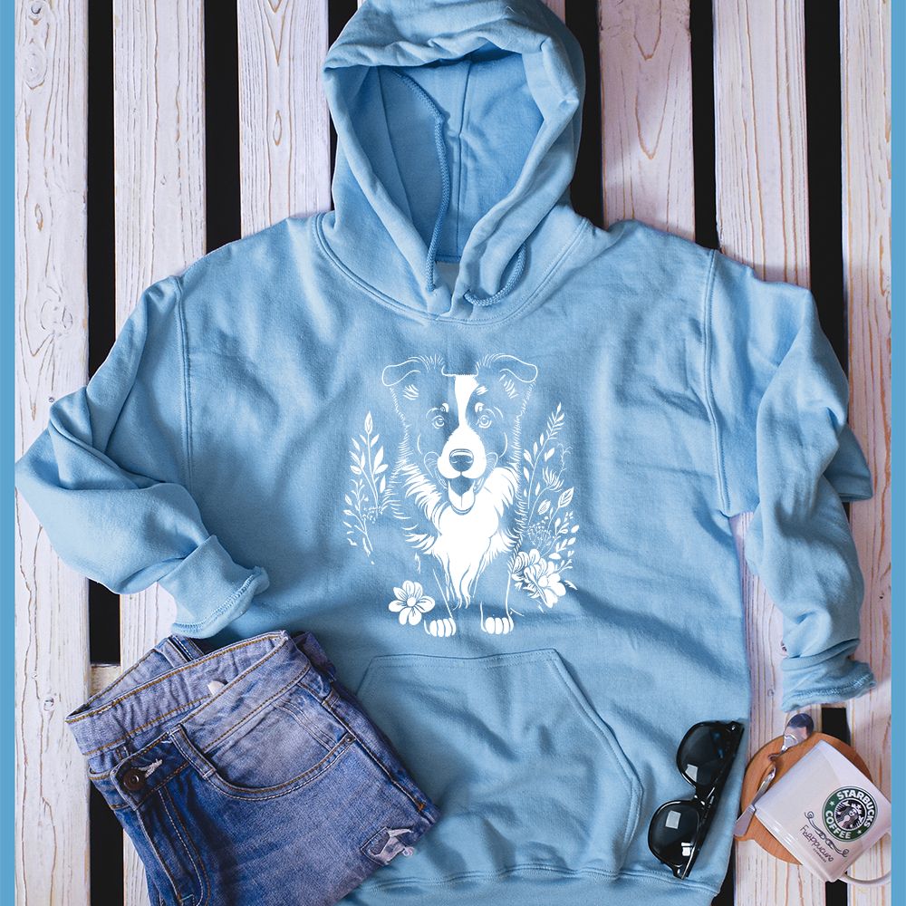 Border Collie Floral T-Shirt Hoodie