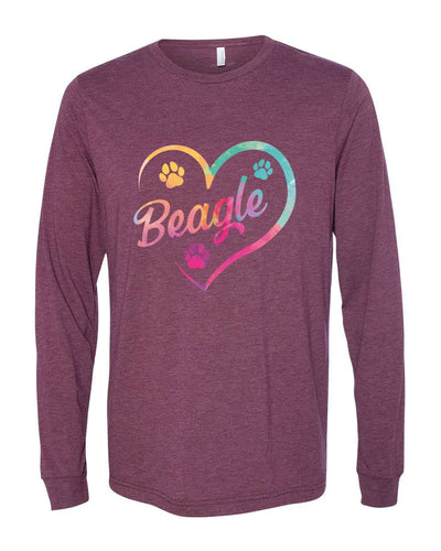Heart Beagle Colored Print Long Sleeves