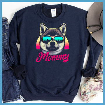 Retro Sunset Shiba Inu Colored Print Sweatshirt